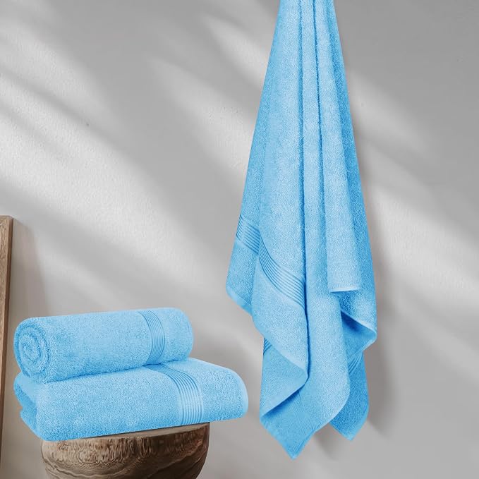 BELZZI Home Ultra Soft 4 Pack Oversized Bath Towel Set 27x54, Cotton Compact - Image 4