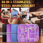 Manicure Set 16Pcs Professional Stainless Steel Pedicure Kit Mens Grooming Kit - Image 6