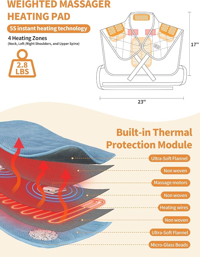 Vofuoti Heating Pad for Neck and Shoulders, 12V Portable Cordless Heating Pads - Image 5