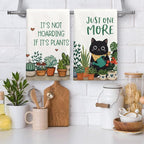 Accnicc 2 Pack Black Cat Bathroom Hand Towels Decorative Potted Plants Dish - Image 2