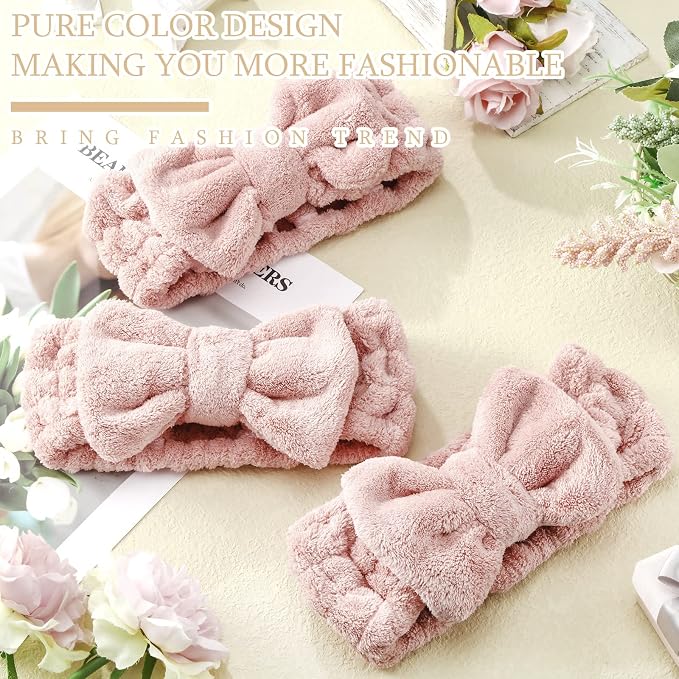 3 Pieces Makeup Headband with Bow Spa Headband - Image 4