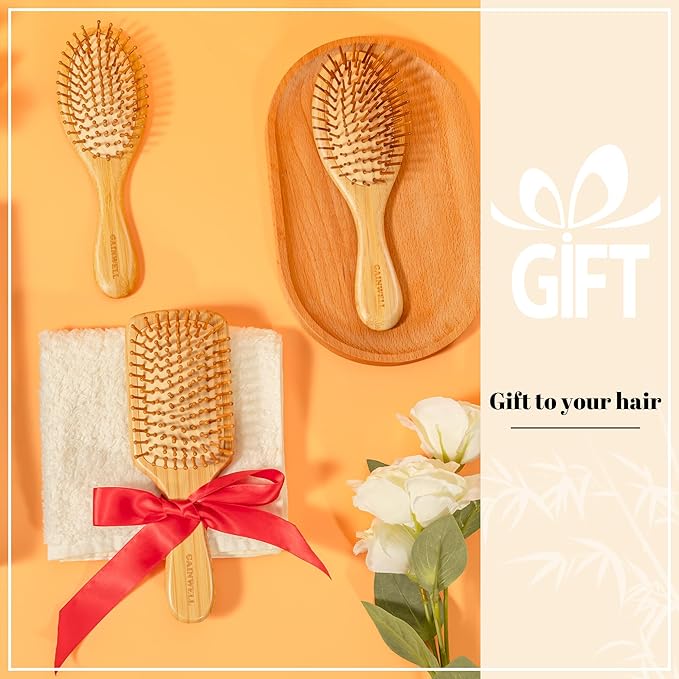 GAINWELL Bamboo Hair Brush for Hair Growth, Natural Bamboo Bristles Detangling - Image 7