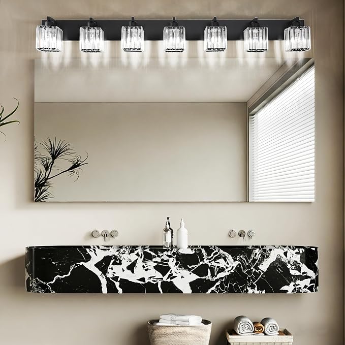 Aipsun Black Vanity Light Crystal Bathroom Lighting Fixtures Modern Bathroom - Image 7