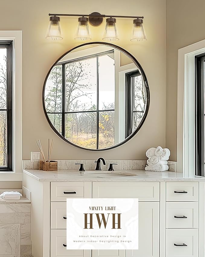 4-Light Bathroom Vanity Light, HWH Oil-Rubbed Bronze Bathroom Light Fixtures - Image 7