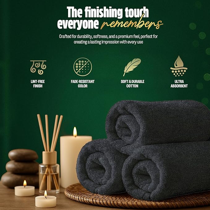 Pearl Linens Pack of 24 100% Cotton Hand Towels, Salon Towels - Image 7