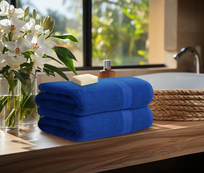 Avalon Towels Blue Bath Towels Set of 4 pcs, 100% Cotton Towel Absorbent and - Image 3