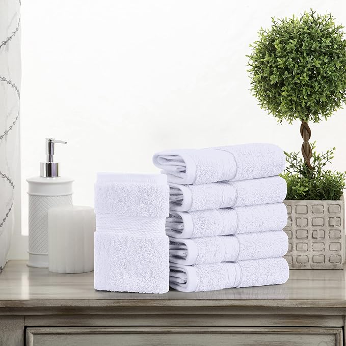 Superior Egyptian Cotton Pile Face Towel/Washcloth Set of 6, Ultra Soft Luxury - Image 2