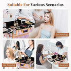3 in 1 Rolling Makeup Train Case Professional Large Cosmetic Trolley - Image 6
