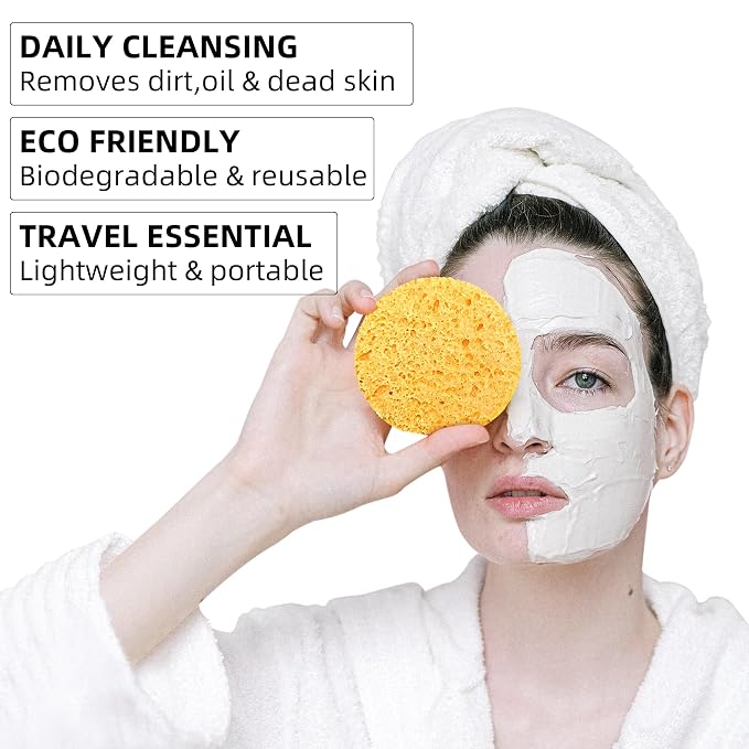 120-Count Compressed Facial Sponges|Kickleen 100% Natural Cellulose Cosmetic - Image 4