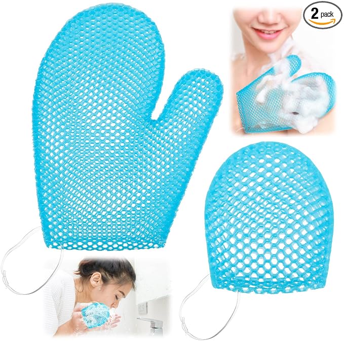 Karenhi 2 Pcs Honeycomb Exfoliating Glove Set Exfoliating Bath Mitt Honeycomb by Karenhi