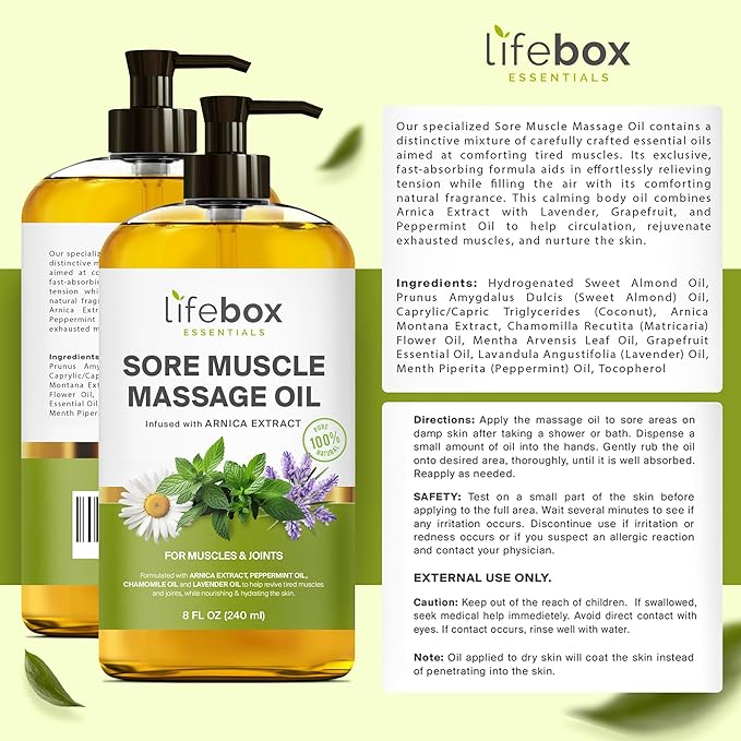 Arnica Sore Muscle Massage Oil – 100% Pure & Natural - Image 4
