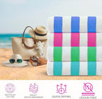 Casa Copenhagen Cabana Towel 4Pcs Blue, Teal Designer Stripe Beach Towels Gift - Image 3
