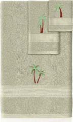3 Pcs Summer Palm Tree Bathroom Towel Set Farmhouse Embroidered Palm Tree by Unknown