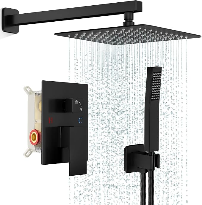 FPXRNG Black Shower Faucet Set, Rainfall Shower System by FPXRNG