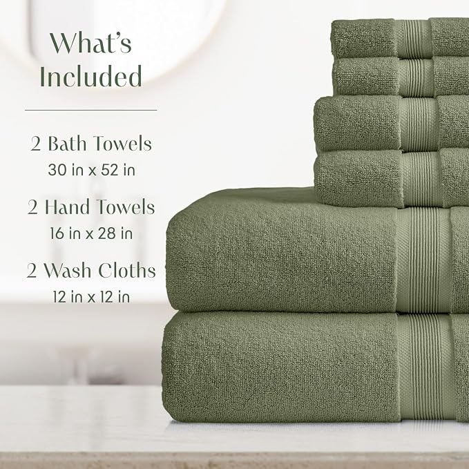 Springtree Home Luxury Viscose from Bamboo Bath Towel Set 6 Piece Set | 35% - Image 2