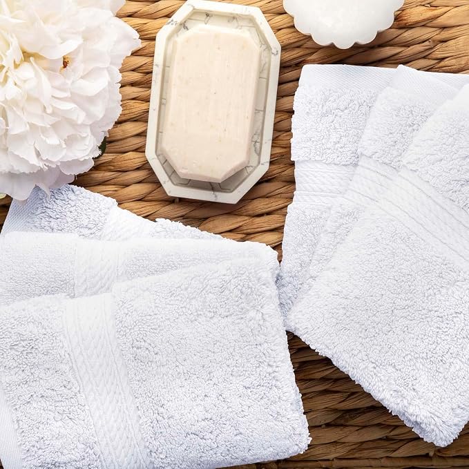Superior Egyptian Cotton Pile Face Towel/Washcloth Set of 6, Ultra Soft Luxury - Image 3