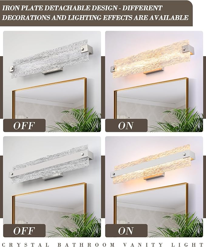 Brushed Nickel LED Bathroom Vanity Light, 24.4 Inch 15W Modern Dimmable - Image 2