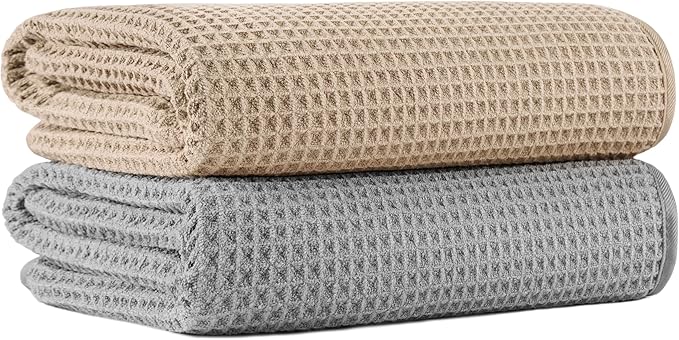 MICROFI New Microfiber Waffle Bath Towels, 2 Pieces, Fast Drying, Lint Free 430 by Unknown
