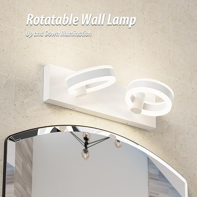 LED Bathroom Light Fixtures, 15inch White Vanity Lights, Modern 2 Light Acrylic - Image 4