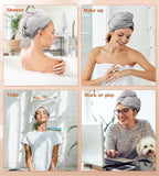POPCHOSE Microfiber Hair Towel Wrap, 3 Pack Fast Drying Hair Turban, Stocking - Image 6