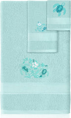 3 Pcs Rustic Sea Turtle Bathroom Towel Set Farmhouse Embroidered Sea Turtle by Unknown
