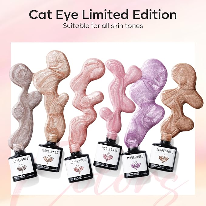 modelones Cat Eye Gel Nail Polish 6 Colors Nude Pink Brown Purple Cat Eye Nail - Image 4