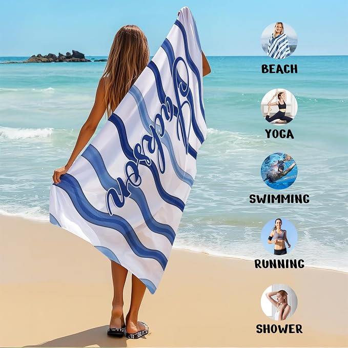 JML Custom Beach Towel with Name, Personalized Microfiber Beach Towel with Name - Image 6