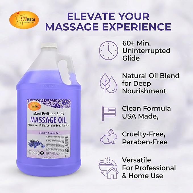 SPA REDI - Massage Oil, Lavender Wildflower, 128 Oz Professional Pedicure - Image 7