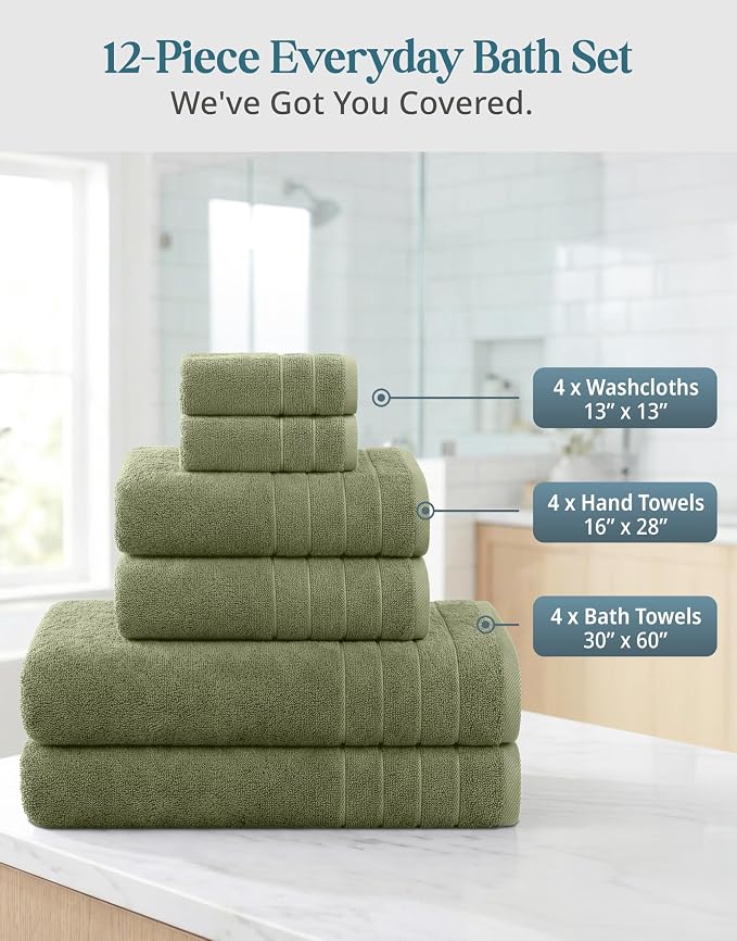 Casa Platino 100% Luxury Bath Towel Pack of 12 - Image 3