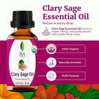 SVA Clary Sage Essential Oil Organic – 1/3 Fl Oz – 100% Natural Organic Clary - Image 2
