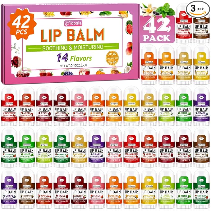 Yopela Mini Lip Balm Bulk 42 Pack, Natural Lip Balms by yopela