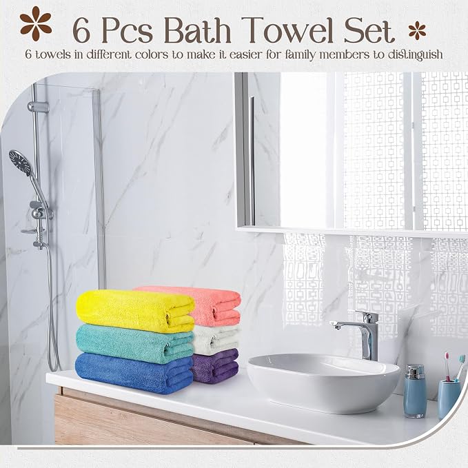 VitalCozy Set of 6 Large Bath Towels - Image 3