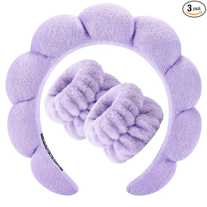 Zkptops Spa Headband for Washing Face Wristband Set Sponge Makeup Skincare by ZKPTOPS