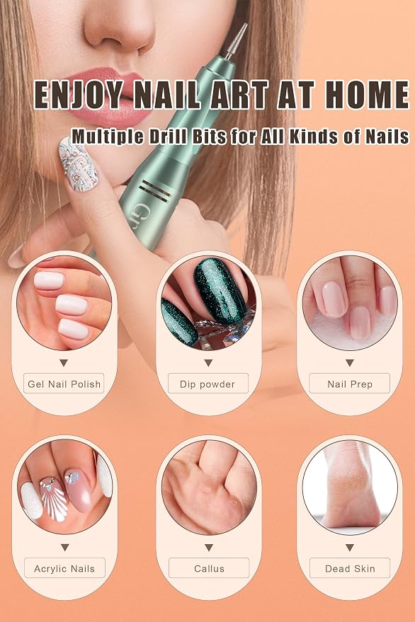 Electric Nail Drill Professional, 45000RPM Cordless Electric Nail File - Image 2