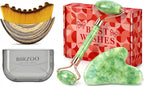 Lymphatic Contour Face Brush & Natural Jade Roller Set by GuaShaTools
