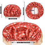 4 PCS Shower Cap for Women, Elastic and Reusable Bath Caps, Double Layers - Image 3