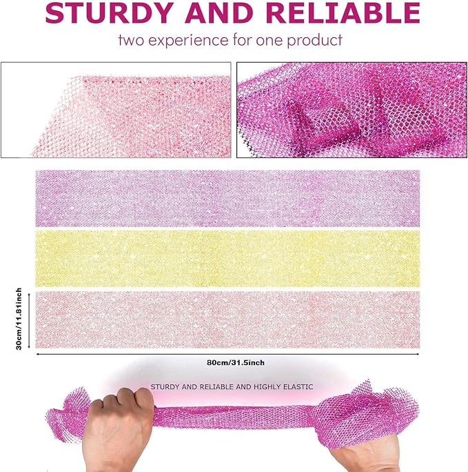 3 Piece Bright Style African exfoliating net Exfoliating Shower Set Long Bath - Image 3