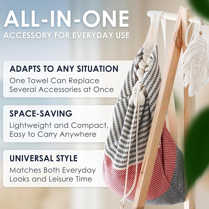 ATANI Turkish Beach Towel, Converts to a Bag, Oversized 100% Cotton Bath Towels - Image 7