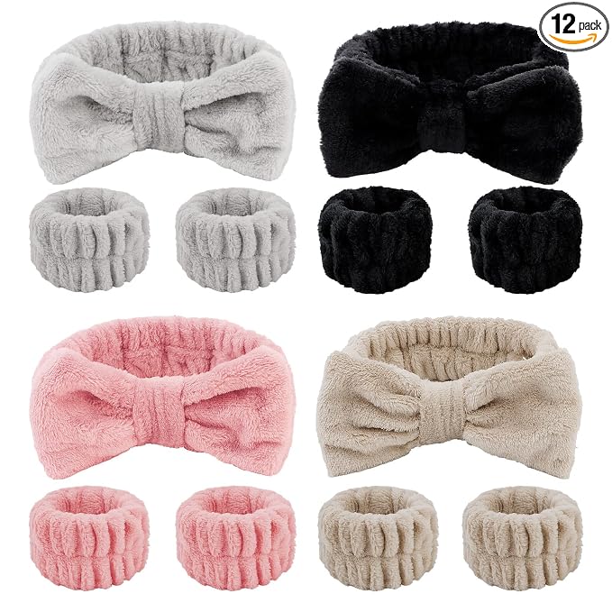 CIEHER 12 PCS Makeup Headband for Women Wrist Washband Scrunchies Cuffs for by CIEHER