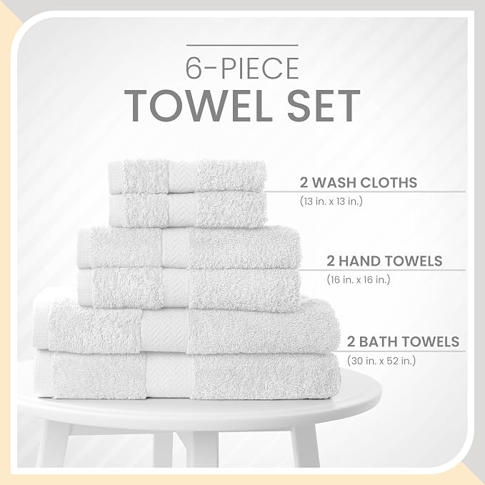 Martex 6-Piece Luxury 100% Cotton Towel Set | Quick Dry | Super Absorbent | - Image 3