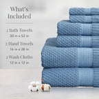 NY Loft 100% Cotton Towel Set 6 Piece | Super Soft & Absorbent Quick-Dry 2 Bath - Image 2