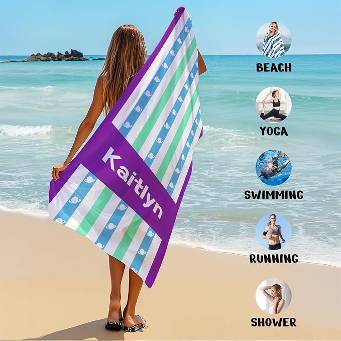 JML Custom Beach Towel with Name, Personalized Microfiber Beach Towel with Name - Image 6