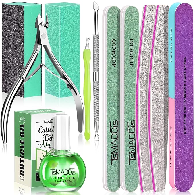 TsMADDTs Cuticle Pusher Nail File Kit, Nail Buffers and Files by TsMADDTs