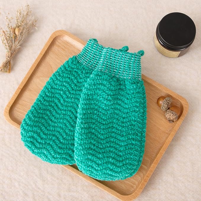 Exfoliating Gloves 2 Pack, Wave Texture Exfoliating Mitt - Image 5