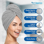 KEEPOZ Hair Towel Wrap Quick Dry 100% Cotton Super Absorbent Turban Head Wrap - Image 7