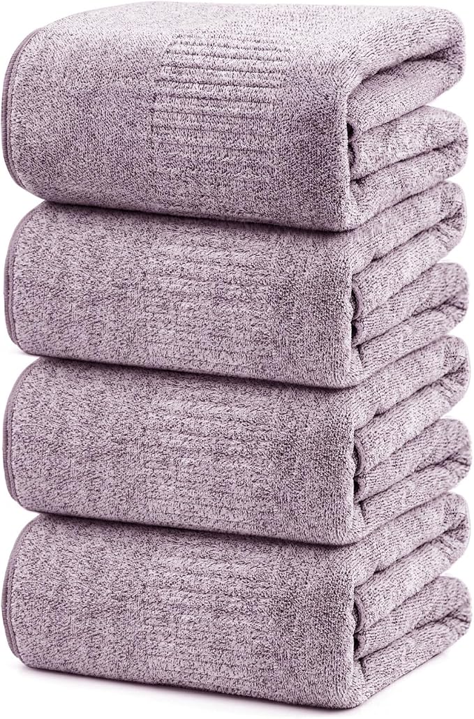 SEISSO Bath Towels 4 Pack Large Bathroom Bamboo Viscose Towels 35” x 63” Plush by SEISSO