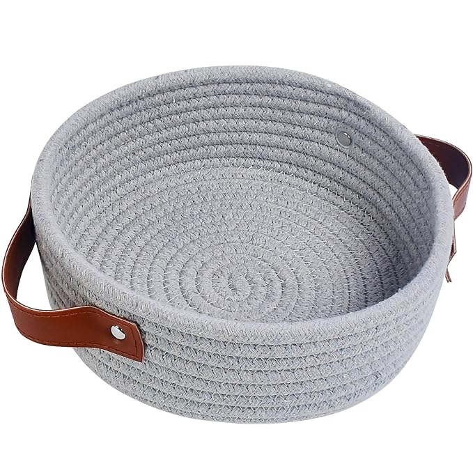 ABenkle Small Storage Basket, Mini Cotton Rope Storage Bin, Cute Tiny Shelf by ABenkle