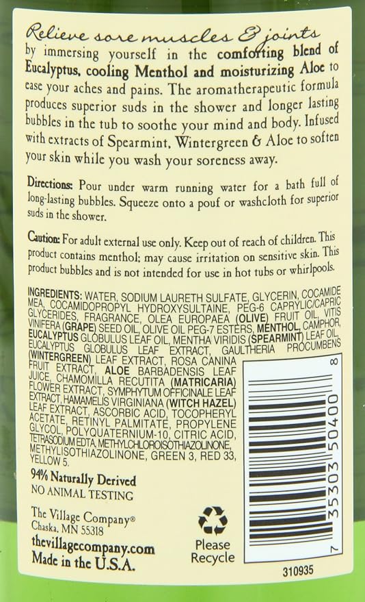 Village Naturals Therapy Foaming Bath Oil, Aches and Pains, 16 Ounce - Image 3