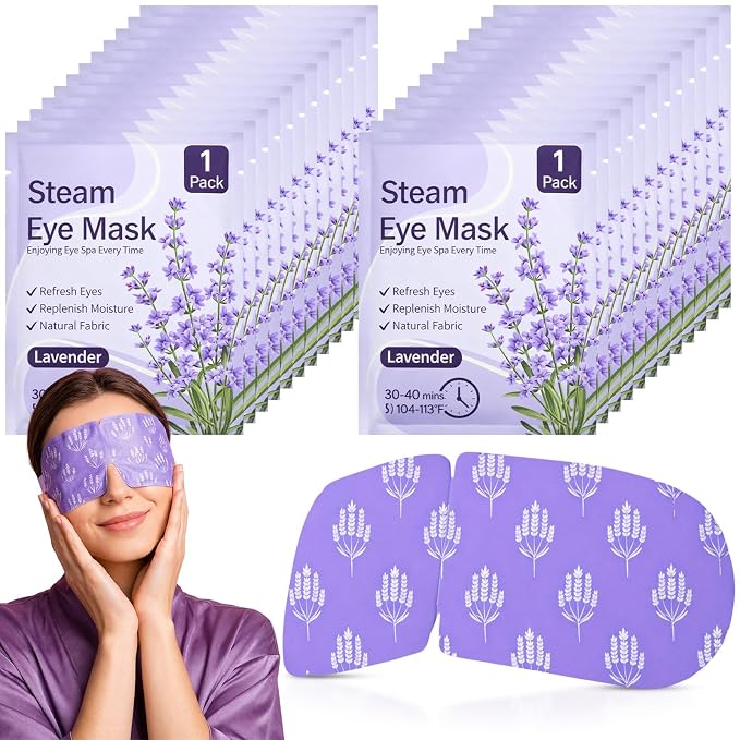 200 Pcs Steam Eye Masks for Dry Eyes Lavender Self Heated Steam Warm Eye Mask by Croloose