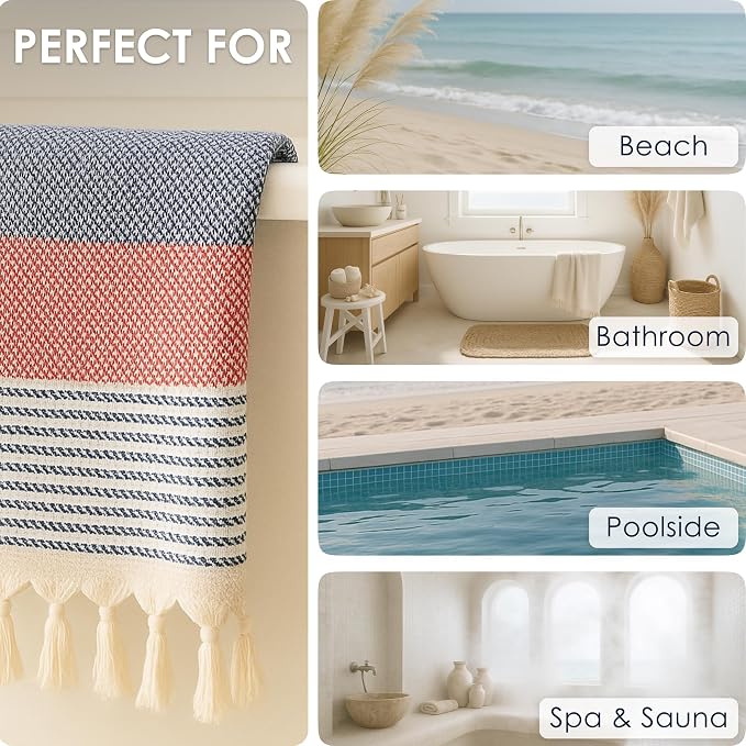 ATANI Turkish Beach Towel, Converts to a Bag, Oversized 100% Cotton Bath Towels - Image 5